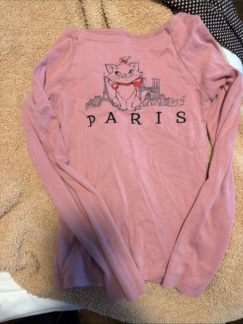 Paris Cat Graphic Long-Sleeve Shirt - Pink